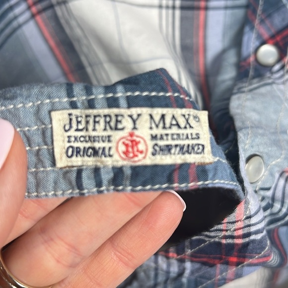 Jeffrey Max Long Sleeve Plaid Pearl Snap Button Down Cotton Shirt Size XL - Picture 5 of 9